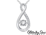 Glittering Stars Diamond Infinity Pendant in Sterling Silver with Chain